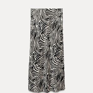 Zara Satin Effect Midi Skirt Zebra, Size XS